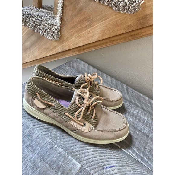 Sperry Top-Sider Ivyfish Tan/Olive Canvas Boat Women's Shoes Sz 9M - Picture 2 of 4